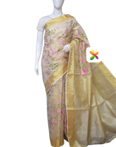Pure Linen Tissue  Saree With Embroidery SILK ZONE